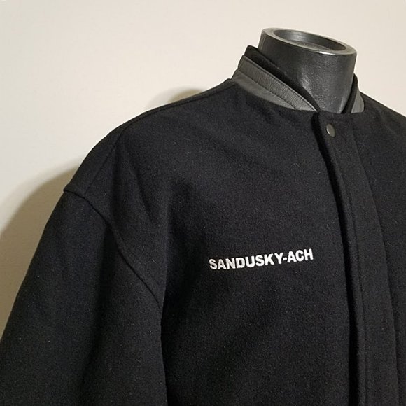Vintage FORD UAW Sandusky Ohio ACH Jacket L Wool Blend Leather Union Line Coat - Picture 3 of 11